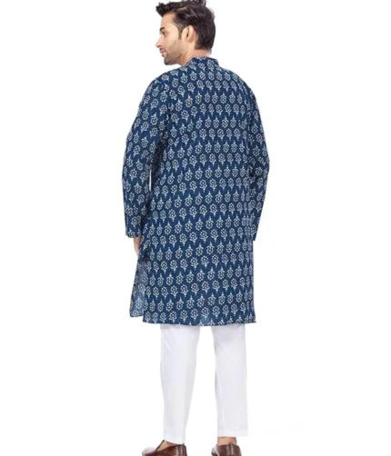 Studio-Shringaar-Mens-Cotton-Relaxed-Fit-Block-Printed-Knee-Length-Regular-Kurta