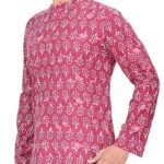 Studio Shringaar Men's Cotton Relaxed Fit Block Printed Knee Length Regular Kurta (M121)