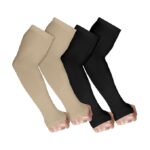 V.E UV Sun Protection Arm Sleeves for Men & Women| UPF 50 Arm Cover for Biking|Cricket|Cycling| Golf| Outdoor Sports - Beige and Black Color