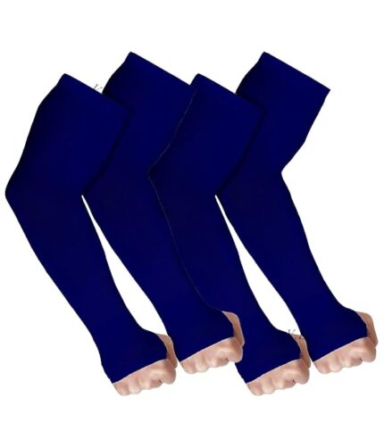 V.E UV Sun Protection Arm Sleeves for Men & Women| UPF 50 Arm Cover for Biking|Cricket|Cycling| Golf| Outdoor Sports - 2 Pair - Colour Blue