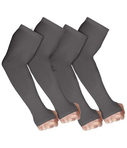 V.E UV Sun Protection Arm Sleeves for Men & Women| UPF 50 Arm Cover for Biking|Cricket|Cycling| Golf| Outdoor Sports - 2 Pair - Colour - Grey