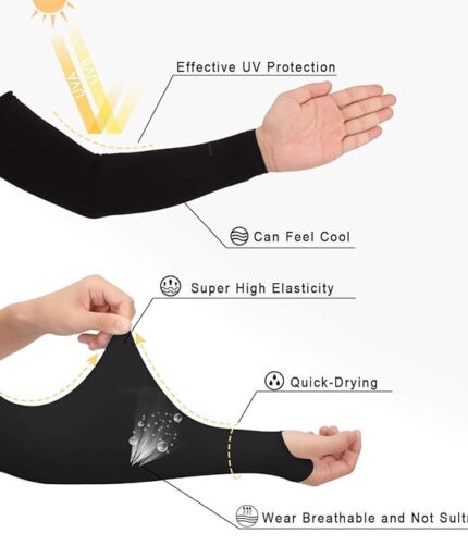 V.E UV Sun Protection Arm Sleeves for Men & Women, UPF 50 Arm Cover for Biking,Cricket,Cycling, Golf, Outdoor Sports - Nevy Blue Color