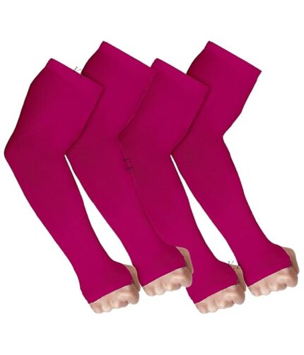 V.E UV Sun Protection Arm Sleeves for Men & Women| UPF 50 Arm Cover for Biking|Cricket|Cycling| Golf| Outdoor Sports - 2 Pair - Colour Pink