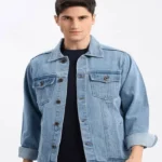 Full Sleeve Solid Men Denim Casual Jacket.