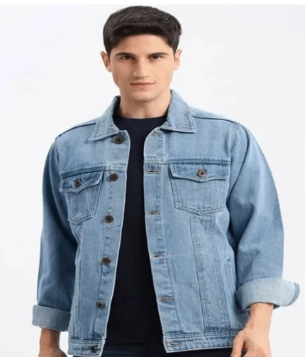 Full Sleeve Solid Men Denim Casual Jacket.
