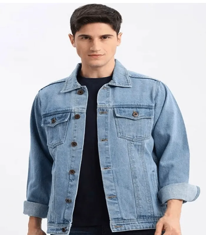 Full Sleeve Solid Men Denim Casual Jacket. Full Sleeve Solid Men Denim Casual Jacket.