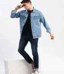 Full Sleeve Solid Men Denim Casual Jacket.