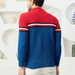 Men Collared Neck Sweater Color Red & Blue.