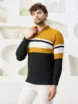 Men Collared Neck Sweater Color Yellow & black