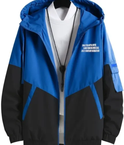 Men Colorblock Casual Jacket black & Blue