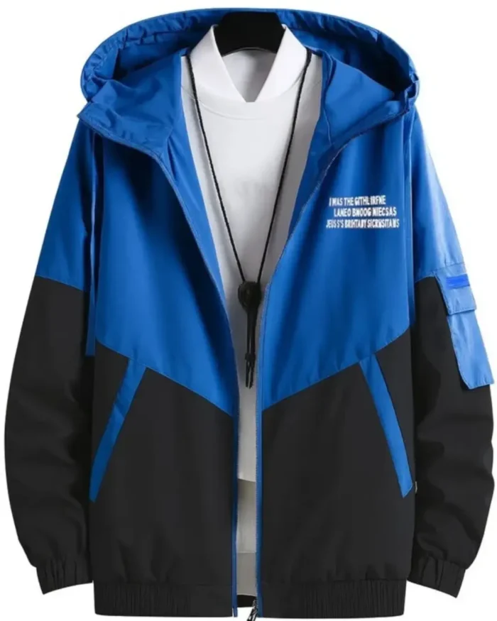 Men Colorblock Casual Jacket black & Blue