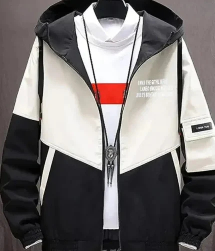 Men Colorblock Casual Jacket black & Brown