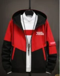 Men Colorblock Casual Jacket black & Red