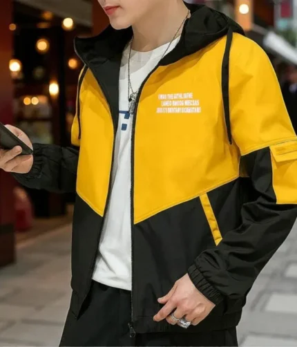 Men Colorblock Casual Jacket black & Yellow