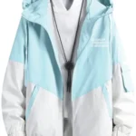 Men Colorblock Casual Jacket blue & white