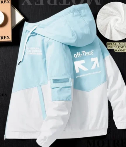 Men Colorblock Casual Jacket blue & white