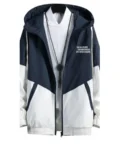 Men Colorblock Casual Jacket white & Navy blue