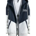 Men Colorblock Casual Jacket white & Navy blue