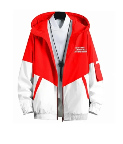 Men Colorblock Casual Jacket white & Red..