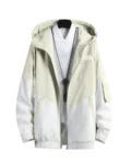 Men Colorblock Casual Jacket white & brown