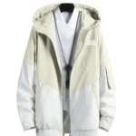Men Colorblock Casual Jacket white & brown