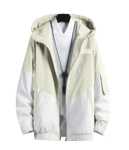 Men Colorblock Casual Jacket white & brown