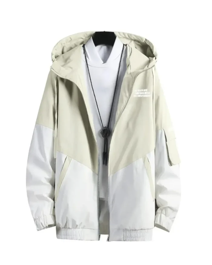 Men Colorblock Casual Jacket white & brown