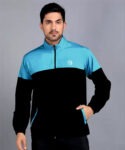 Men Colorblock Sports Jacket Color Black Firozi