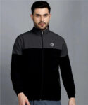 Men Colorblock Sports Jacket Color Black Grey