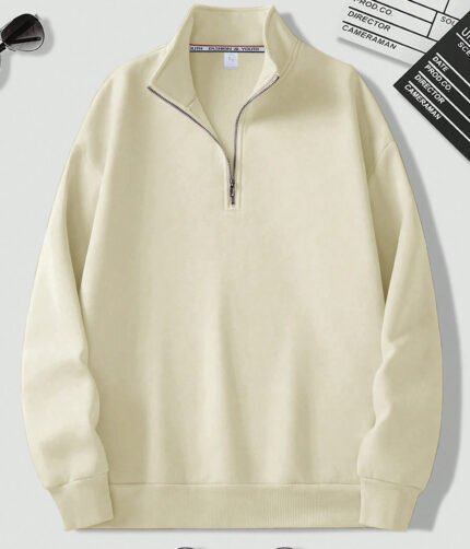Men Full Sleeve Solid Sweatshirt - Color beige