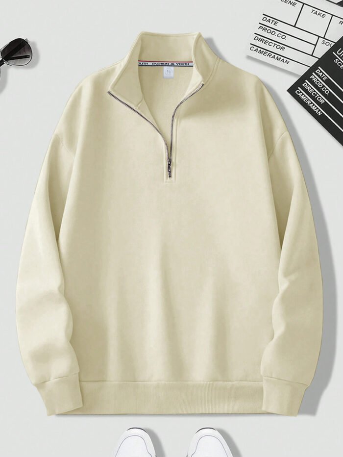 Men Full Sleeve Solid Sweatshirt - Color beige