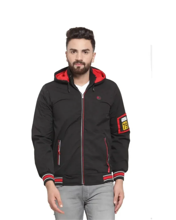 Men Puffer Jacket color Black & Red