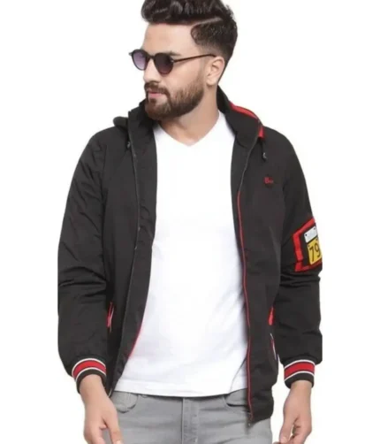 Men Puffer Jacket color Black & Red