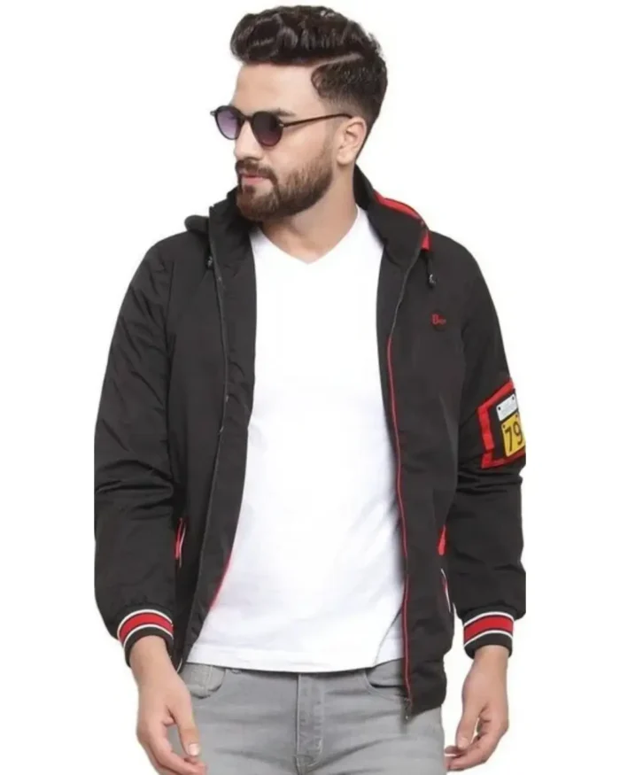 Men Puffer Jacket color Black & Red