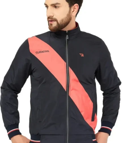 Men Puffer Jacket color Navy Black & Red