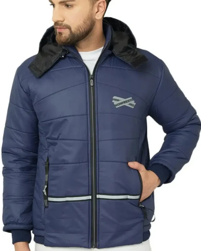 Men Puffer Jacket color Navy Blue