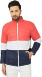 Men Puffer Jacket color Navy Blue- Red-White