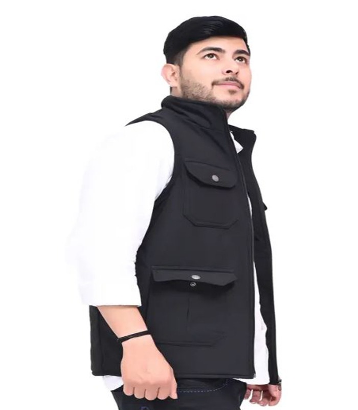 Men Solid Nehru Jacket - Black5