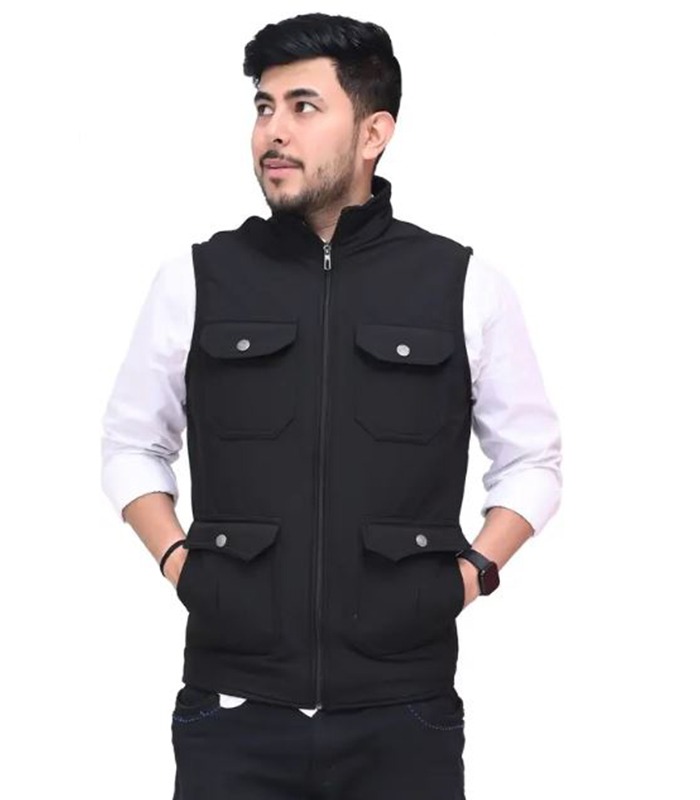 Men Solid Jacket - Black
