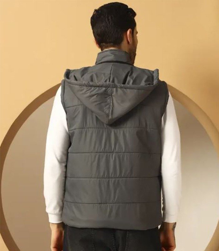 Sleeveless Solid Men Casual Jacket Grey - theekchhoo fashion-