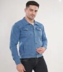 Full Sleeve Solid Men Denim Jacket - Light Blue
