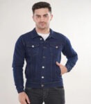 Full Sleeve Solid Men Denim Jacket - Dark Blue