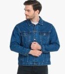 Full Sleeve Solid Men Denim Jacket - Dark Blue