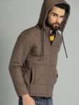 The Lifestyle Co Men Brown Solid Puffer Jacket With Detachable Hood - Color brown