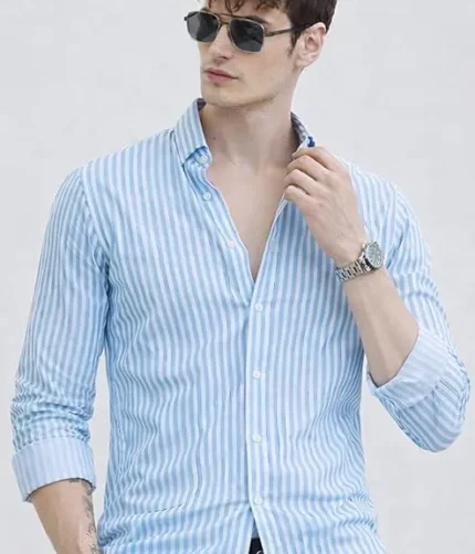 Men's Casual Printed Striped Stylish Latest Formal Shirt for Men Plus Size Shirt for Men