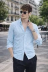 Men's Casual Printed Striped Stylish Latest Formal Shirt for Men Plus Size Shirt for Men