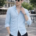 Men's Casual Printed Striped Stylish Latest Formal Shirt for Men Plus Size Shirt for Men