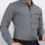 Mens Regular Fit Solid Soft Touch Cotton Casual Shirt with Pocket Design with Spread Collar & Full Sleeves