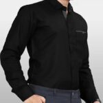 Mens Regular Fit Solid Soft Touch Cotton Casual Shirt with Pocket Design with Spread Collar & Full Sleeves colour -black