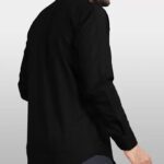 Mens Regular Fit Solid Soft Touch Cotton Casual Shirt with Pocket Design with Spread Collar & Full Sleeves colour -black